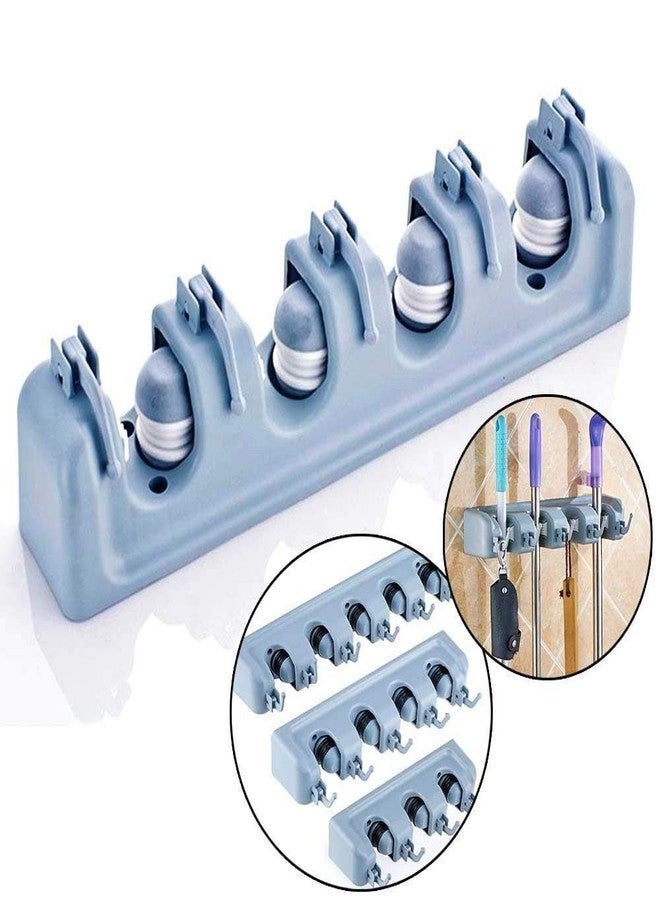 Meetzone حامل ممسحة ومكنسة مثبت على الحائط من ميتزون، بأربعة فتحات، مناسب لجدران الحمام، حامل منظم للممسحة، حامل عصا المكنسة لتنظيف الجدران (متعدد الألوان) - Image 4